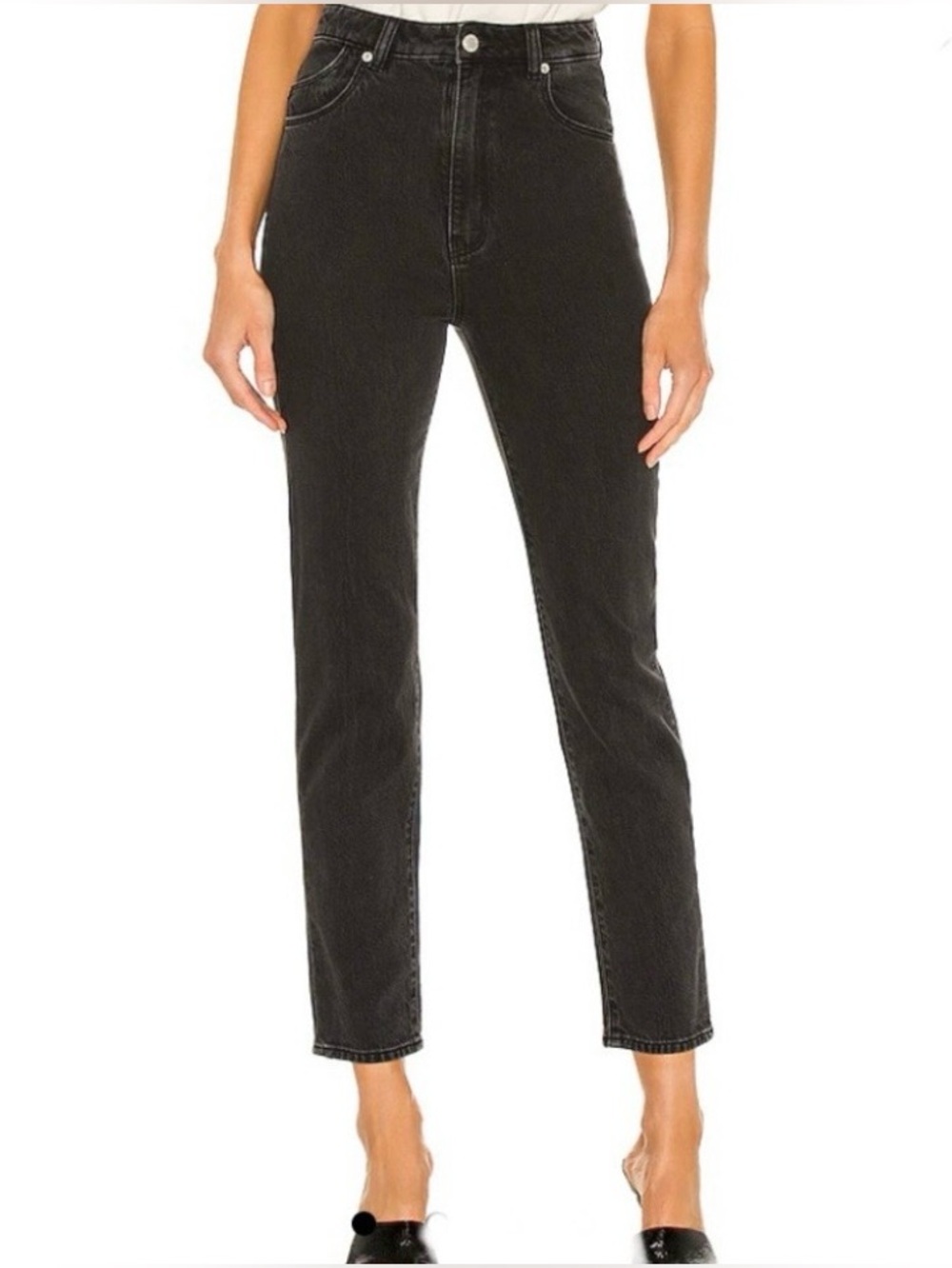 ROLLA'S Dusters High Rise Slim Jeans Washed Black Size 26 Cigarette Leg Grunge